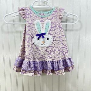Easter Bunny Ric Rac Ruffle Outfit Lace Bows Preloved Baby Set
